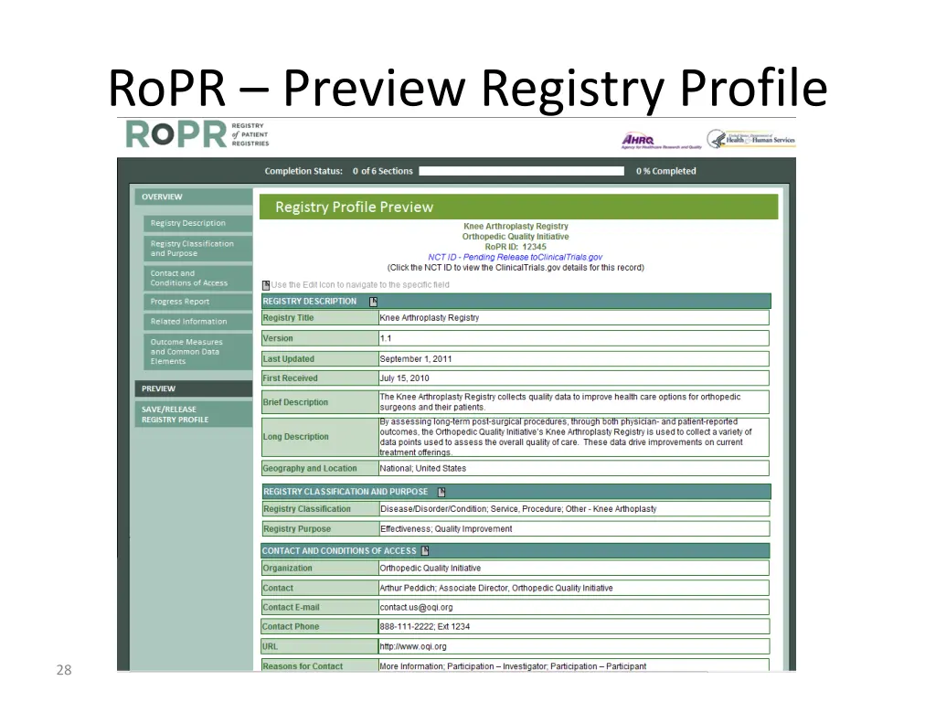 ropr preview registry profile