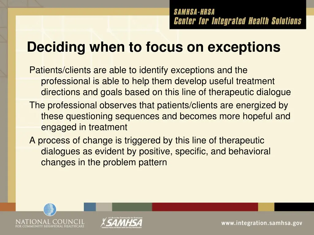 deciding when to focus on exceptions