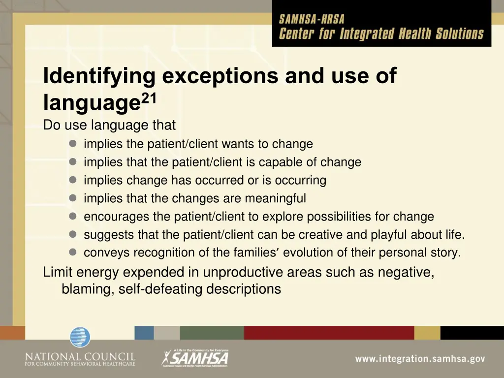 identifying exceptions and use of language