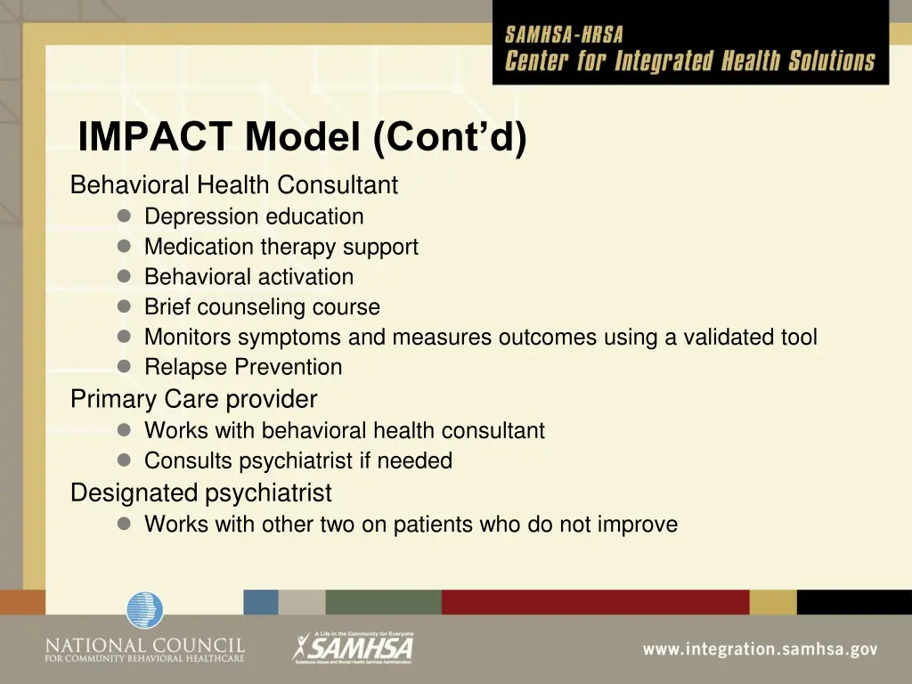 impact model cont d behavioral health consultant