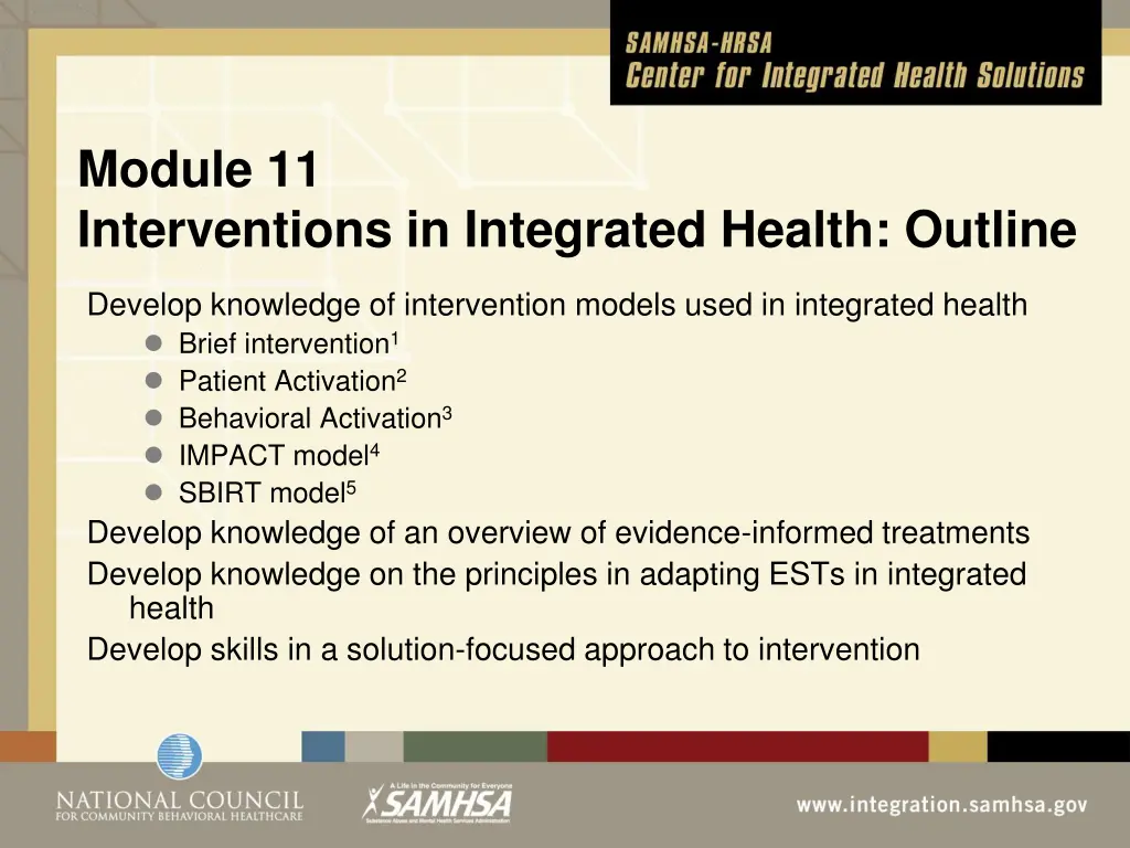 module 11 interventions in integrated health