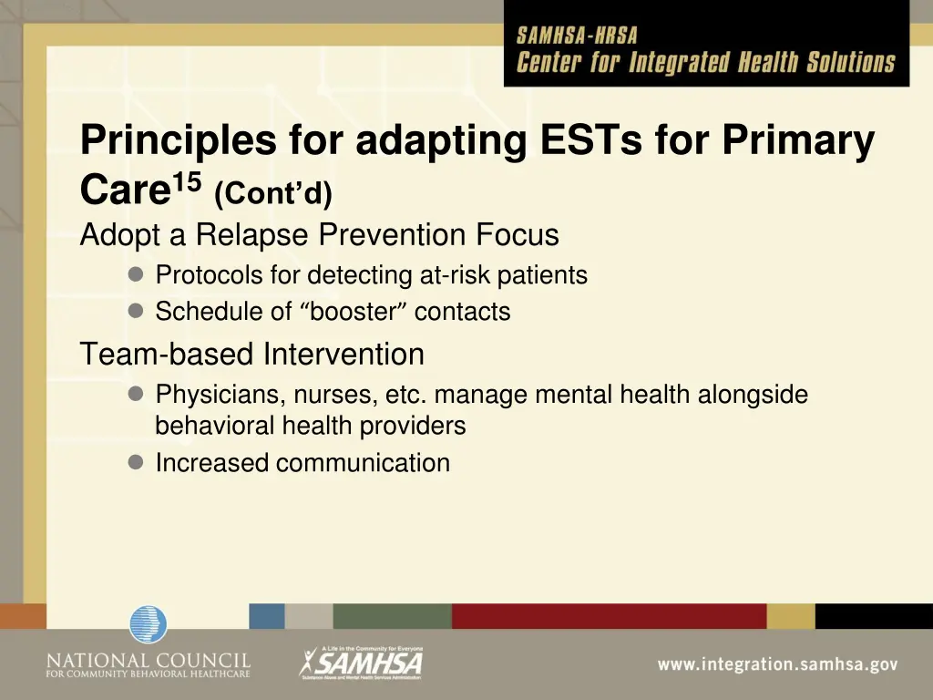 principles for adapting ests for primary care 1