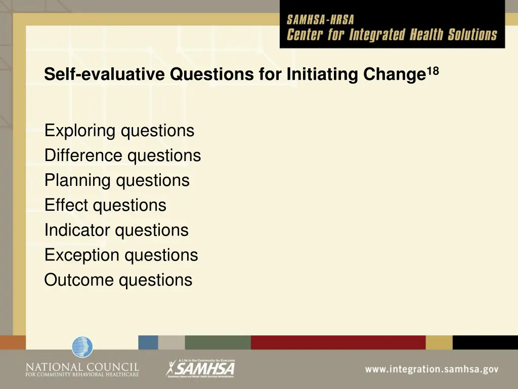 self evaluative questions for initiating change 18