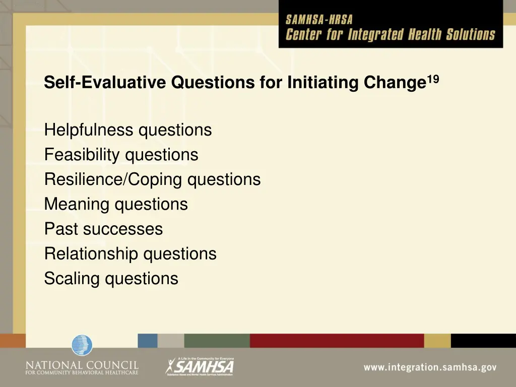 self evaluative questions for initiating change 19