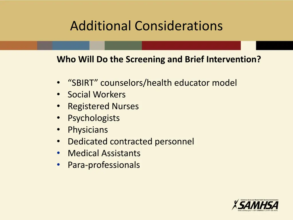 additional considerations