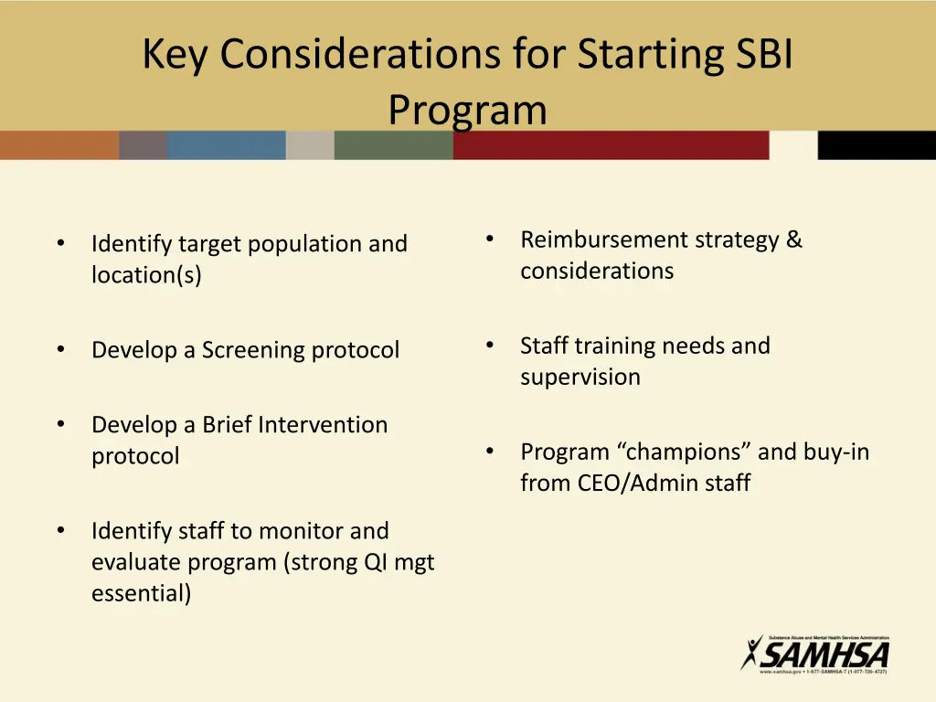 key considerations for starting sbi program