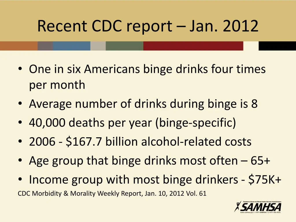 recent cdc report jan 2012