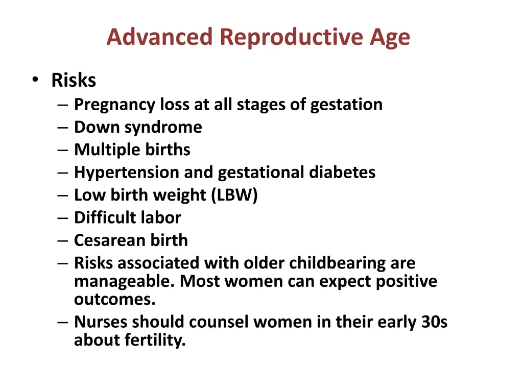 advanced reproductive age