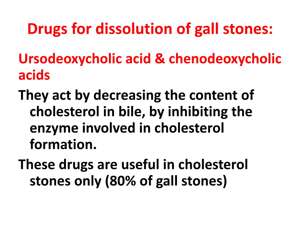drugs for dissolution of gall stones