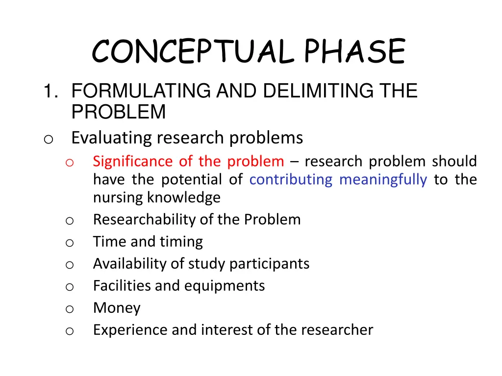 conceptual phase 1 formulating and delimiting