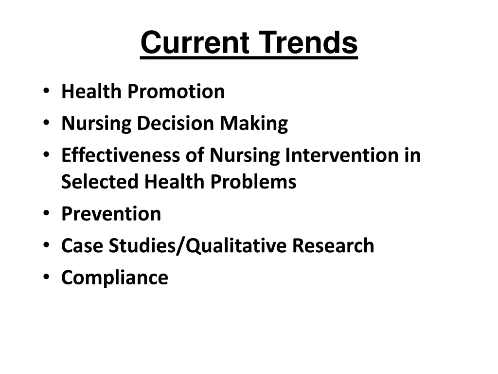 current trends