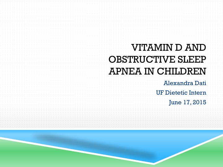 vitamin d and obstructive sleep apnea in children