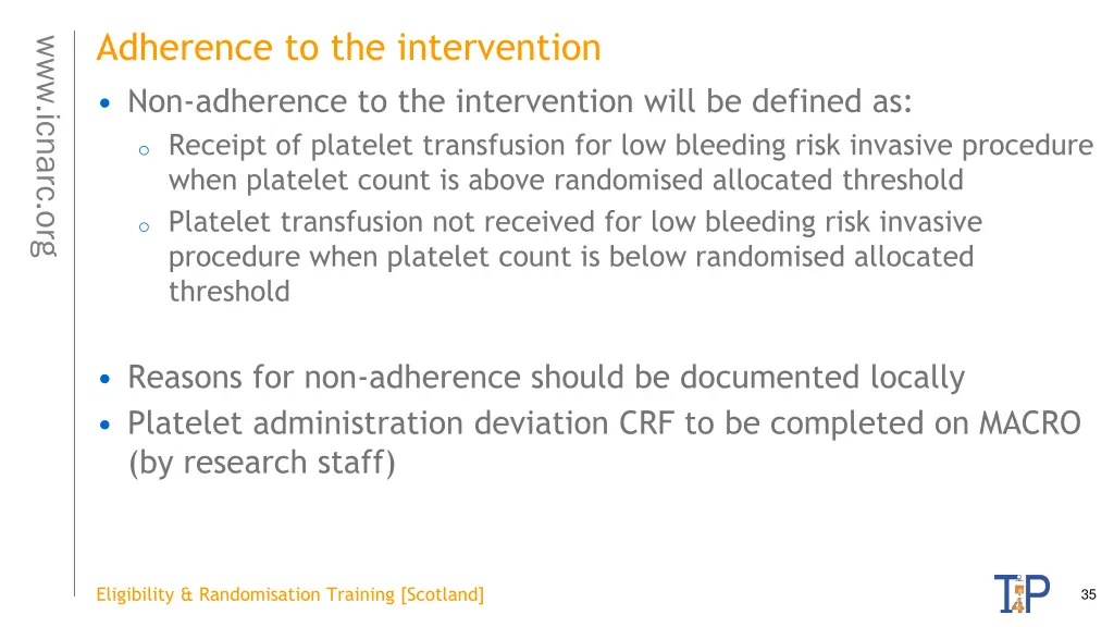 adherence to the intervention non adherence