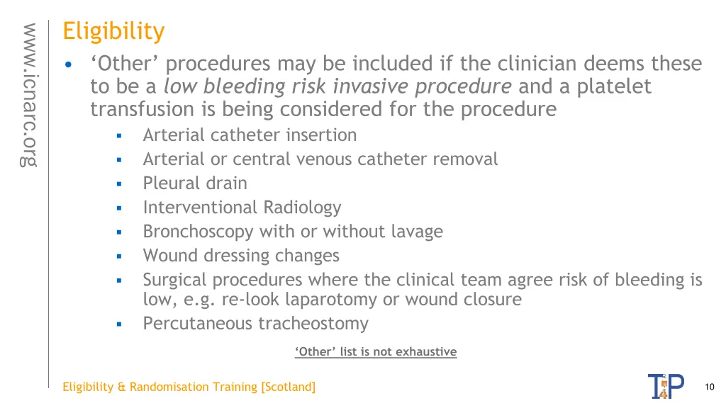 eligibility other procedures may be included