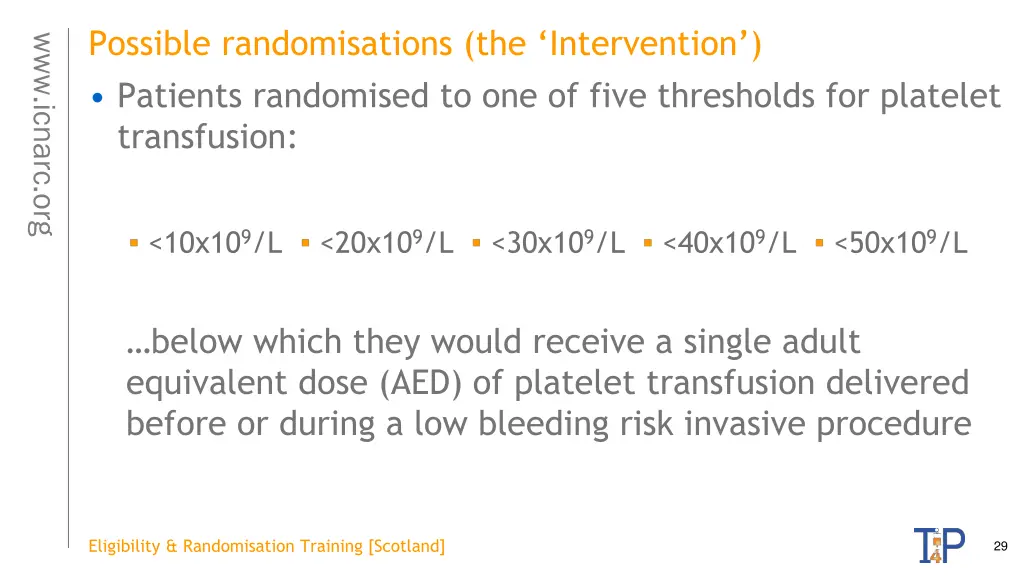 possible randomisations the intervention patients