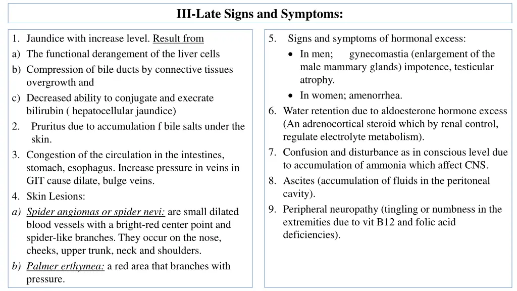 iii late signs and symptoms
