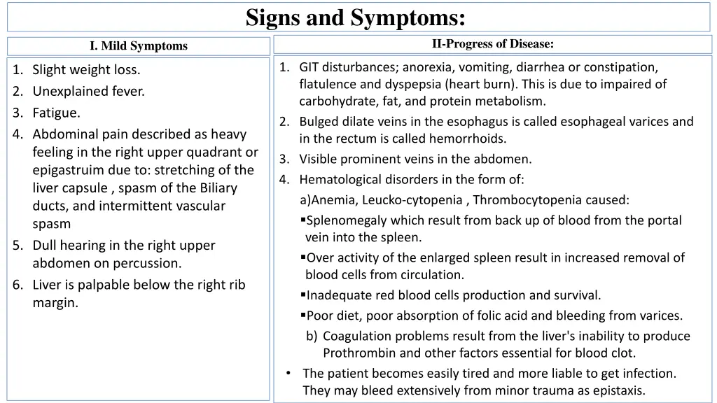 signs and symptoms