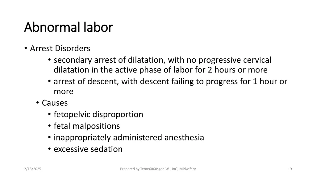 abnormal labor abnormal labor 9