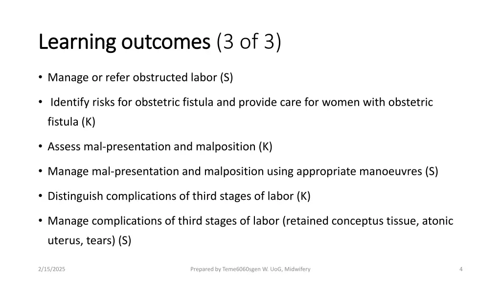 learning outcomes learning outcomes 3 of 3