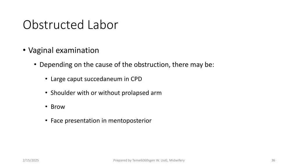 obstructed labor 9