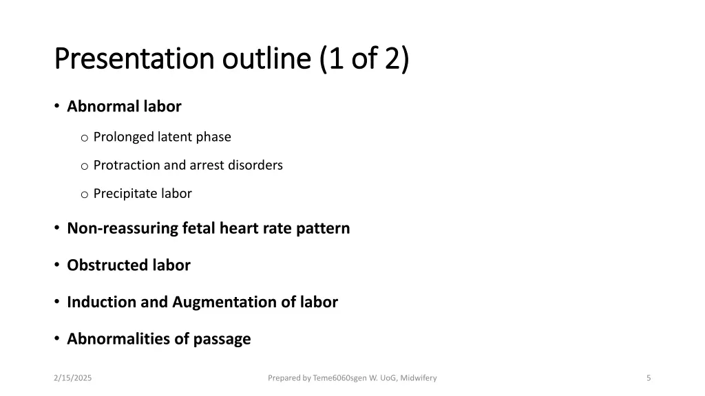 presentation outline 1 of 2 presentation outline