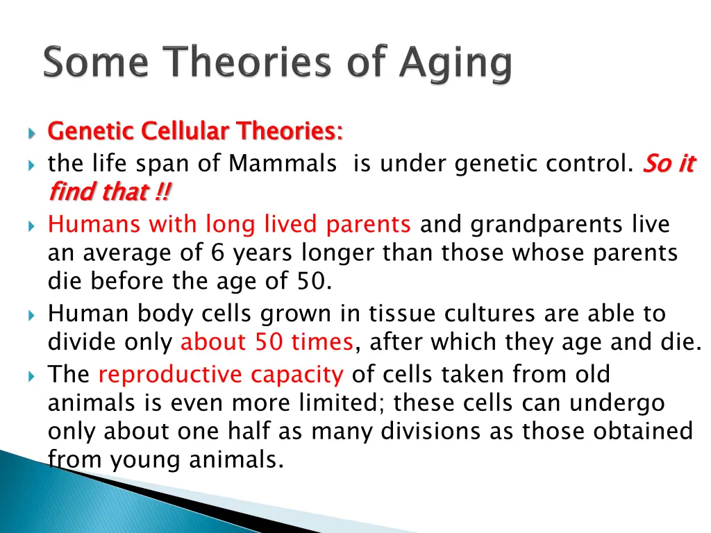 genetic cellular theories the life span