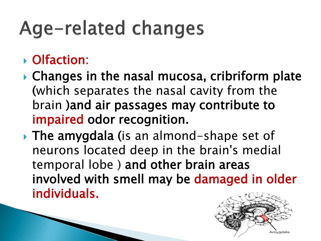 olfaction changes in the nasal mucosa which
