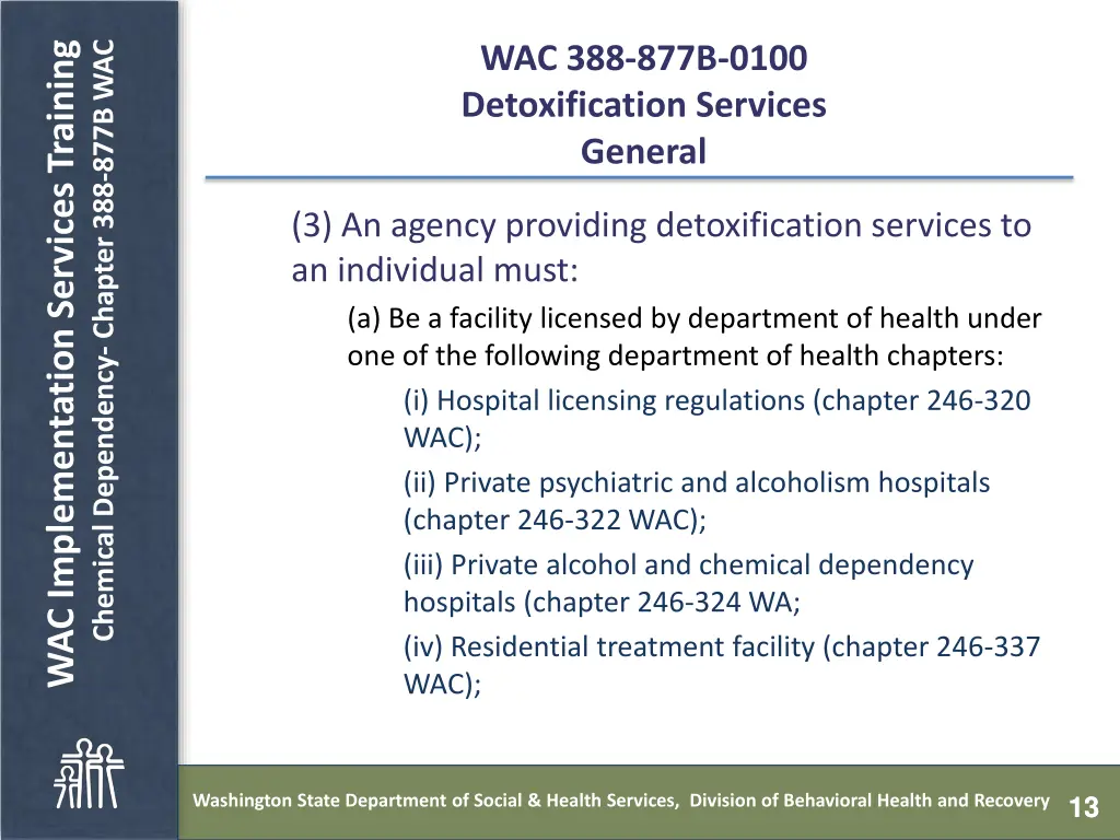 chemical dependency chapter 388 877b wac 12