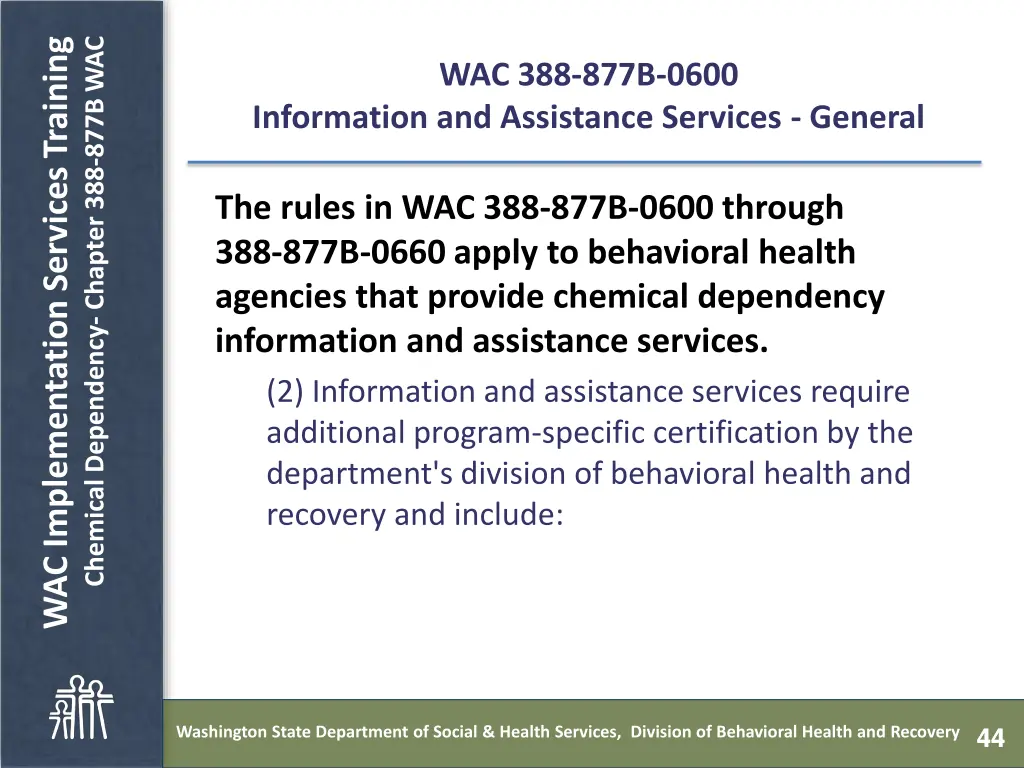 chemical dependency chapter 388 877b wac 43