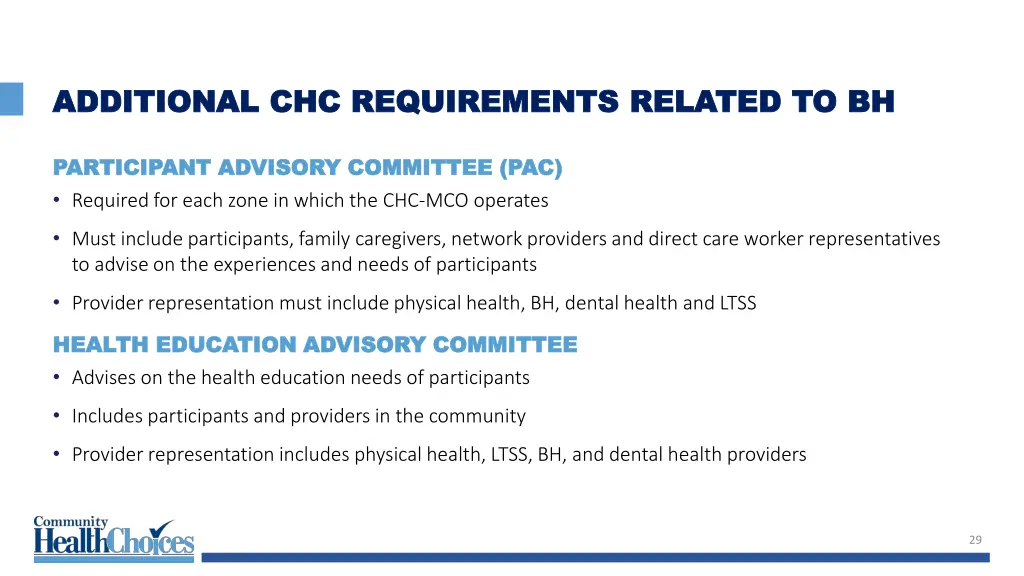 additional chc requirements related 1