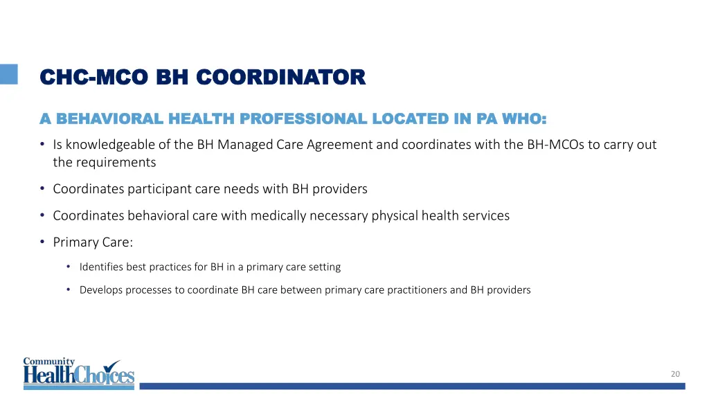 chc chc mco bh coordinator mco bh coordinator