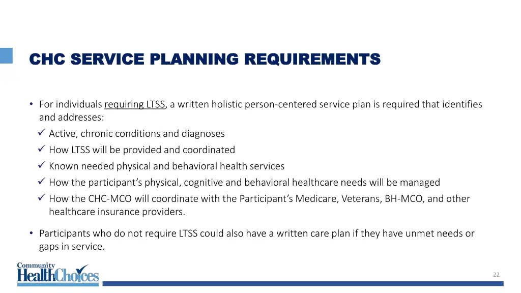 chc service planning requirements chc service