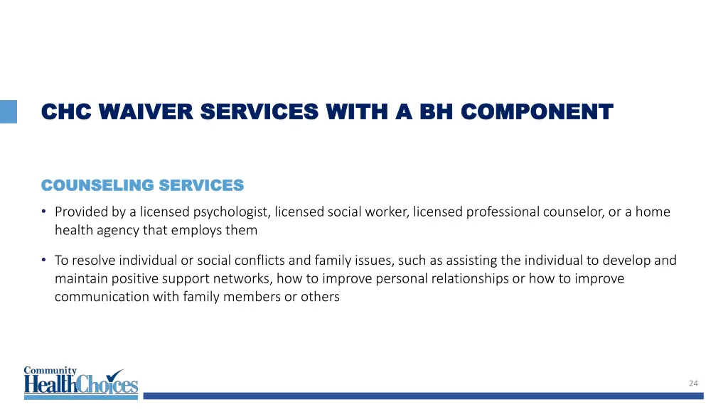 chc waiver services with a bh component 1