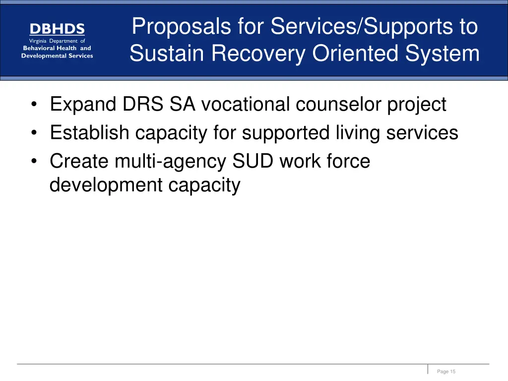 proposals for services supports to sustain