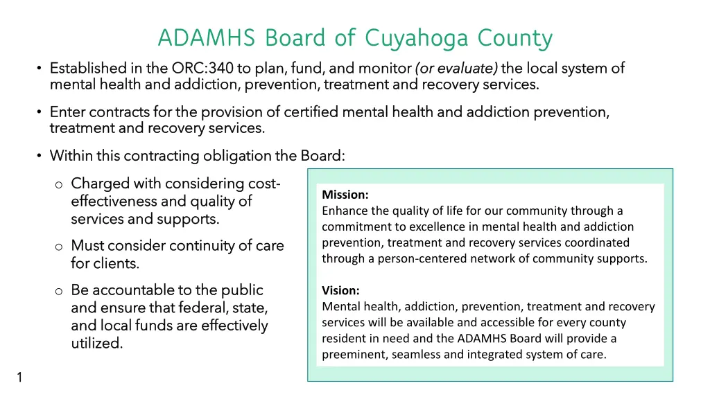adamhs board of cuyahoga county established
