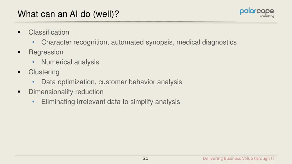 what can an ai do well