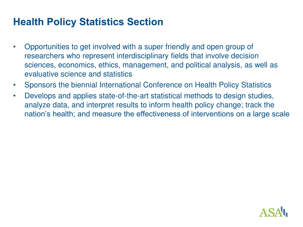 health policy statistics section