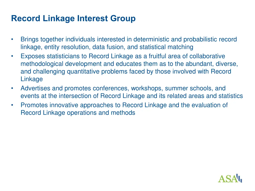 record linkage interest group