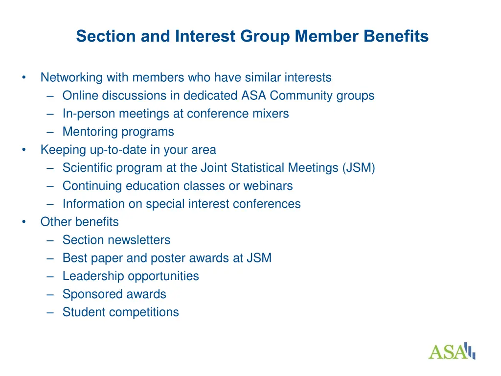 section and interest group member benefits