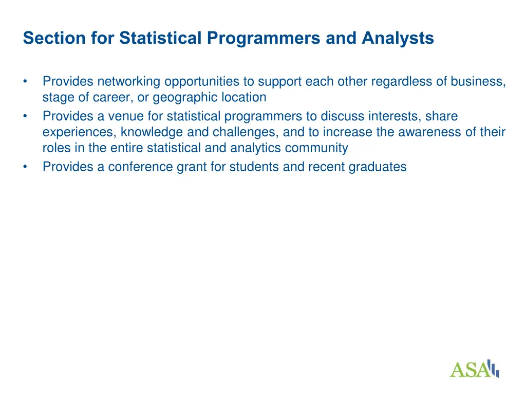 section for statistical programmers and analysts