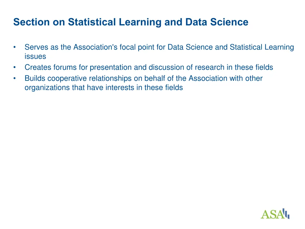 section on statistical learning and data science