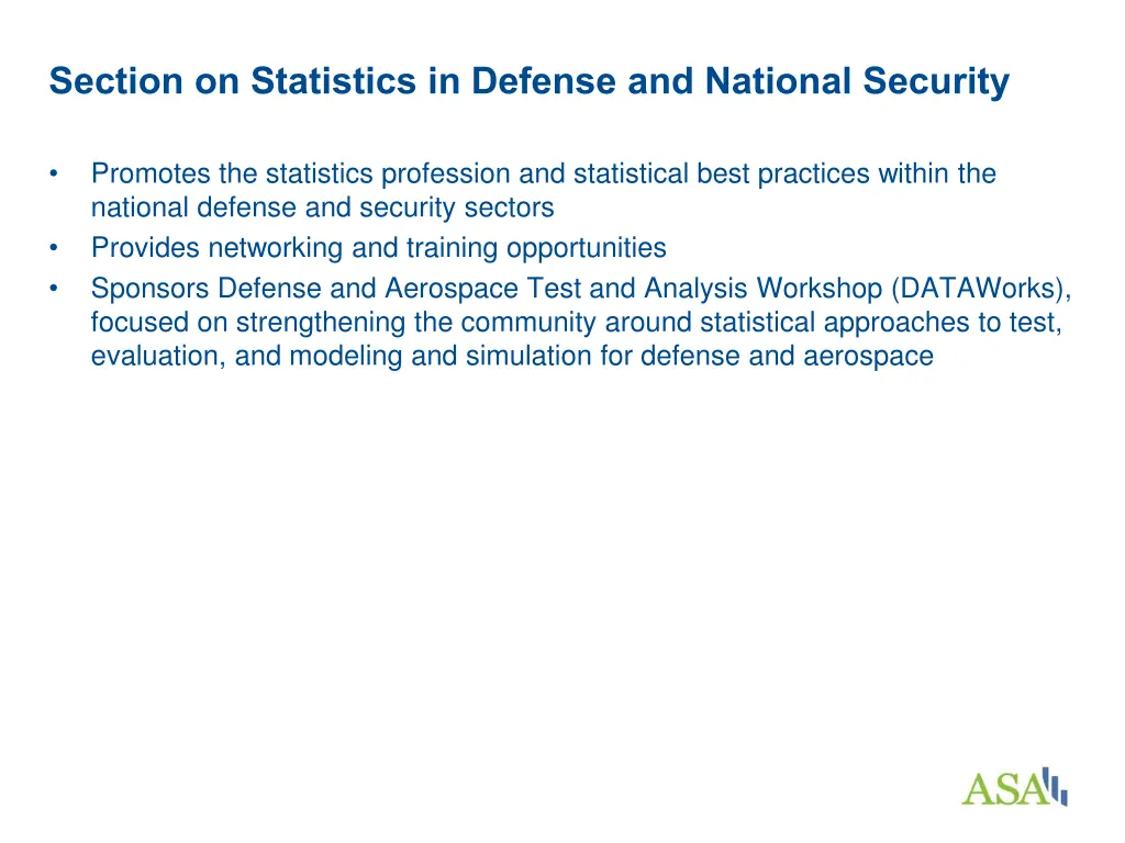 section on statistics in defense and national