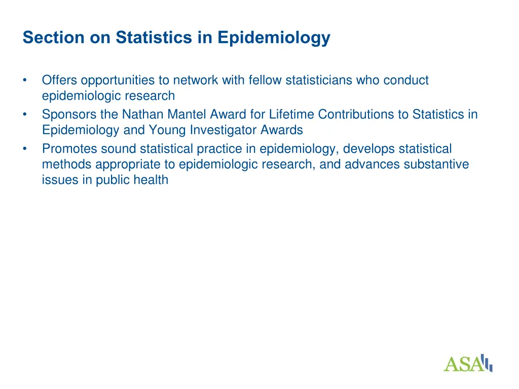 section on statistics in epidemiology