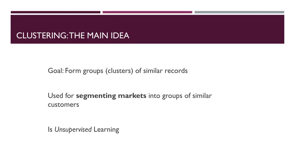 clustering the main idea