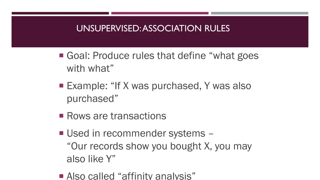 unsupervised association rules