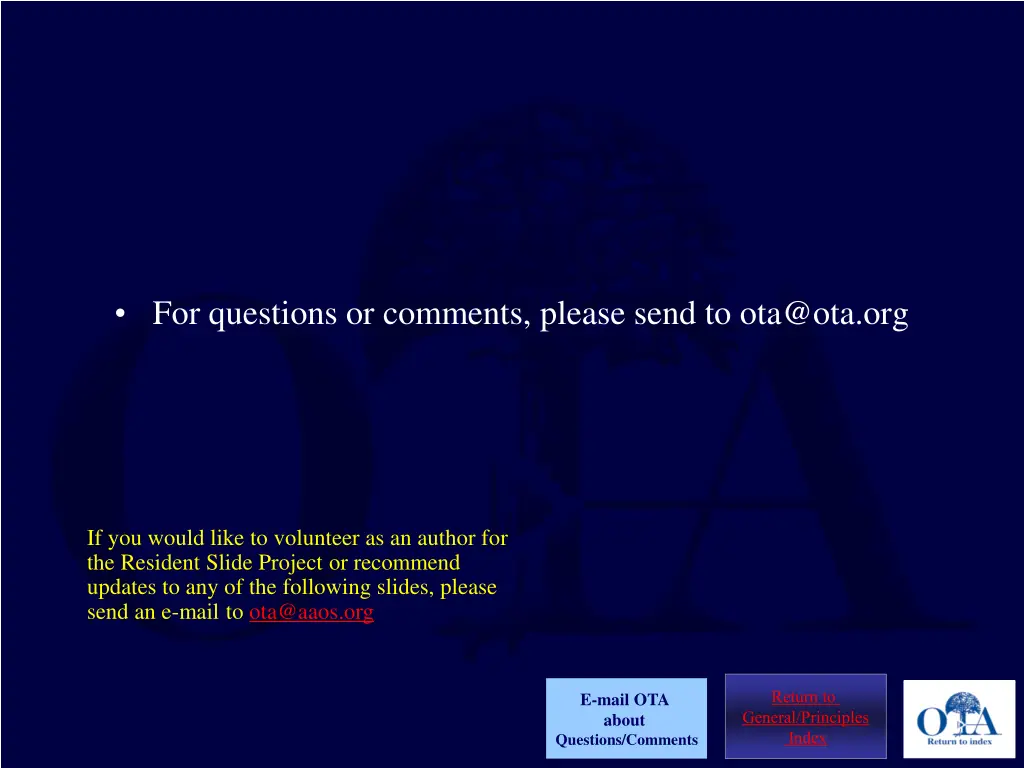 for questions or comments please send to ota@ota