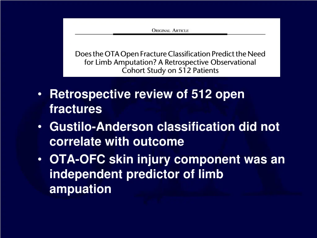retrospective review of 512 open fractures