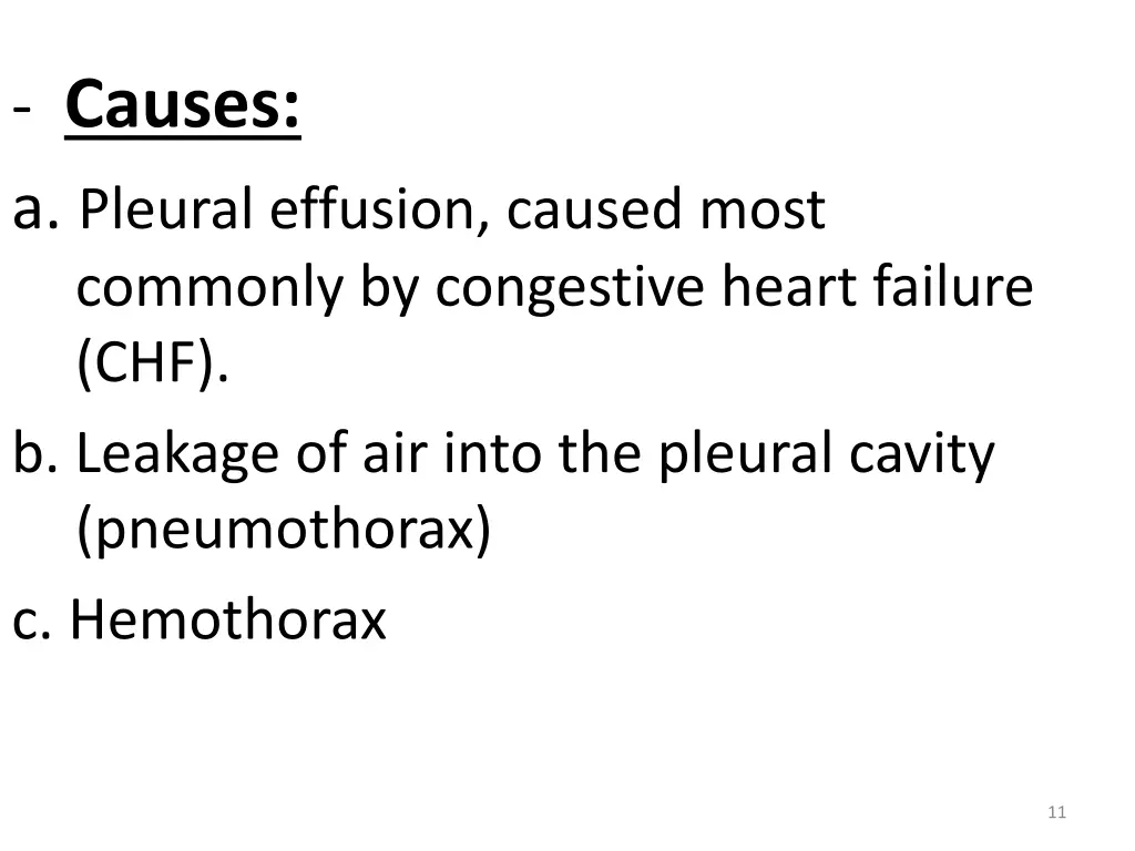 causes a pleural effusion caused most commonly