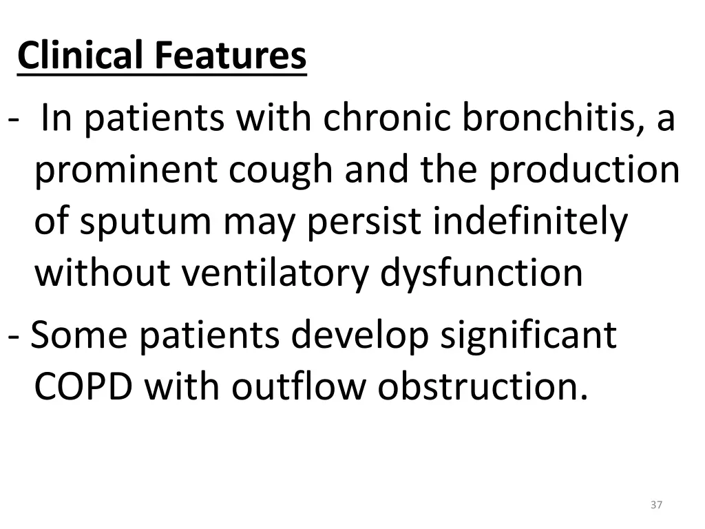 clinical features in patients with chronic