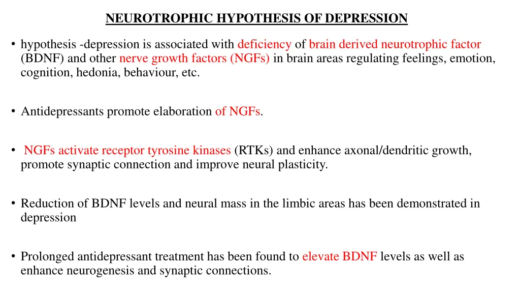 neurotrophic hypothesis of depression
